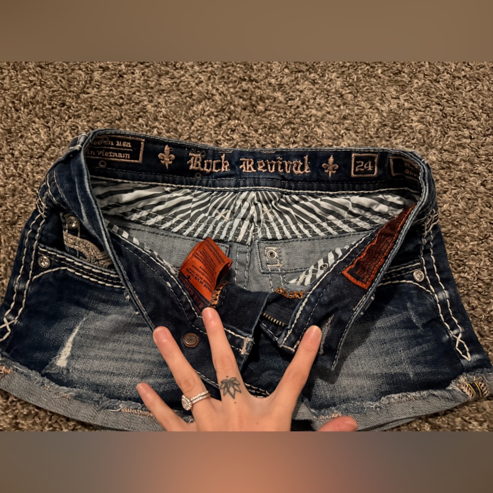 Rock Revival Dark Blue Jean Shorts - Picture 2 of 4